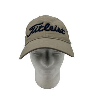 Titleist Golf Pro V1 FootJoy Hat Mens Adjustable Beige Moisture Wick Stretch Cap